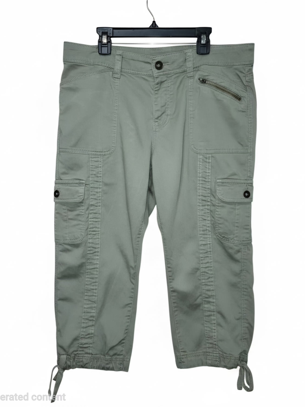 Faded Glory Sage Green Cropped Cargo Capri Pants